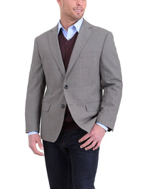 Thumbnail for Label M BLAZERS Classic Fit Taupe Brown Basketweave Two Button Wool Blazer Sportcoat