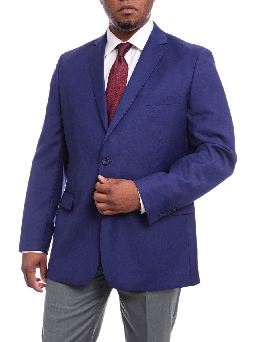 Label M BLAZERS Mens Classic Fit Solid Royal Blue Two Button Wool Blazer Sportcoat