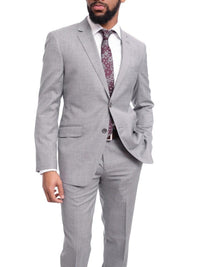 Thumbnail for Mens Extra Slim Fit Solid Light Gray Heather Two Button Wool Blazer Sportcoat - The Suit Depot