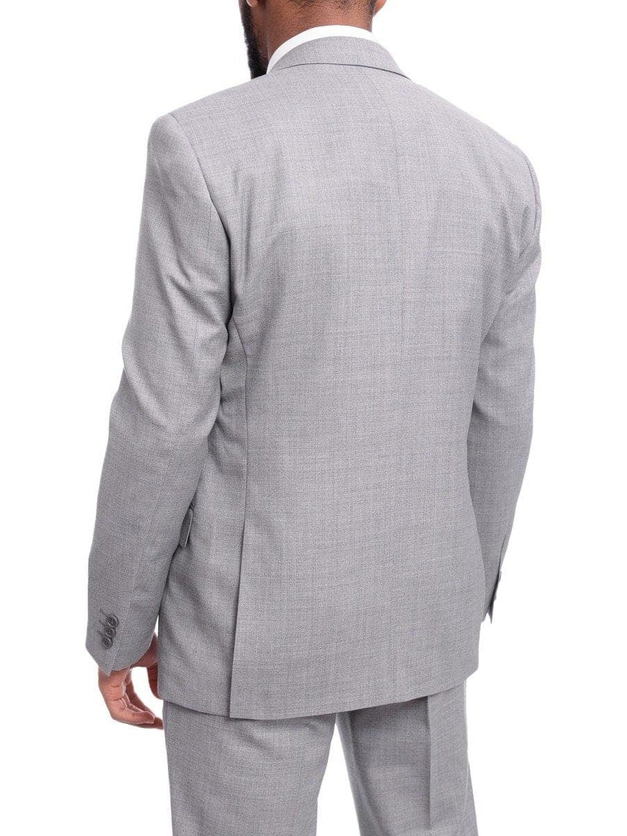 Mens Extra Slim Fit Solid Light Gray Heather Two Button Wool Blazer Sportcoat - The Suit Depot