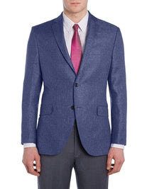 Thumbnail for Label M BLAZERS Mens Modern Fit Blue Textured Two Button Wool Blazer Sportcoat