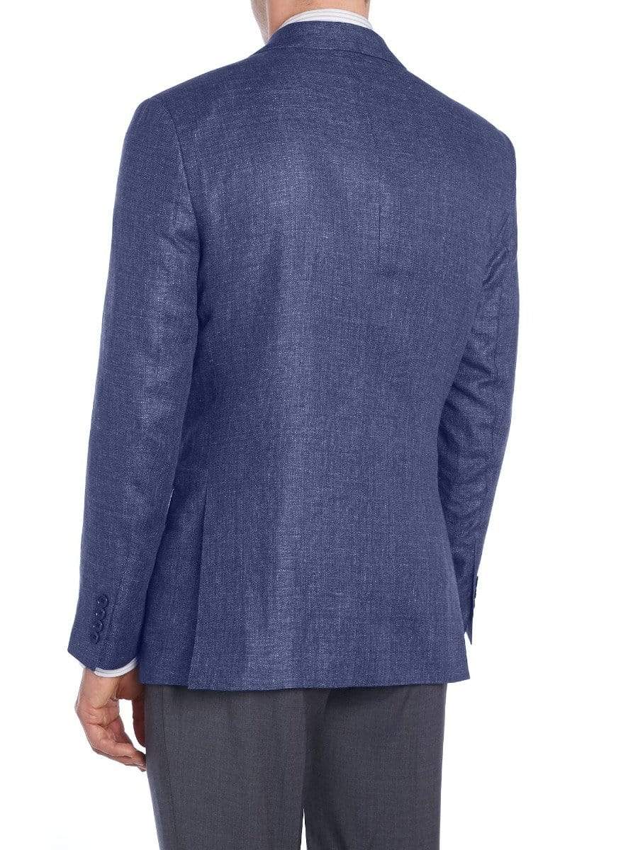 Label M BLAZERS Mens Modern Fit Blue Textured Two Button Wool Blazer Sportcoat