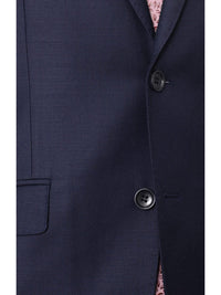 Thumbnail for Label M Mens Extra Slim Fit Solid Navy Blue Two Button Wool Suit