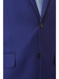 Thumbnail for Label M Mens Slim Fit Two Button 100% Wool Wrinkle Resistant Suit - Royal Blue