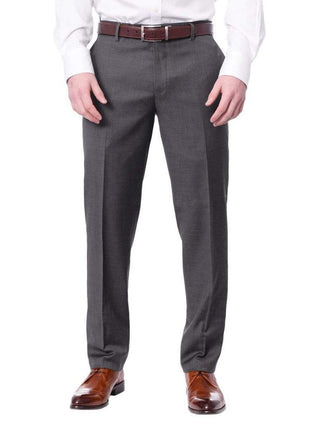 Label M PANTS 32W Mens Extra Slim Fit Solid Medium Gray Flat Front Wool Dress Pants