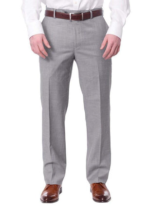Label M PANTS 38W Mens Classic Fit Solid Light Gray Flat Front Wool Dress Pants