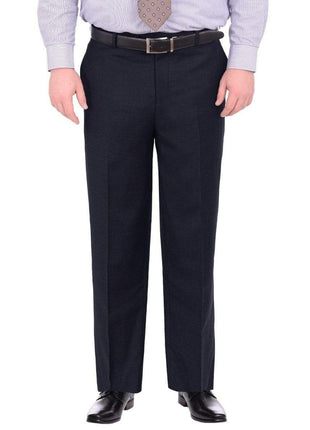 Label M PANTS 48W Mens Portly Fit Solid Navy Blue Flat Front Wool Dress Pants
