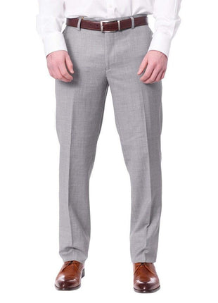 Label M PANTS Mens Extra Slim Fit Light Heather Gray Flat Front Wool Dress Pants