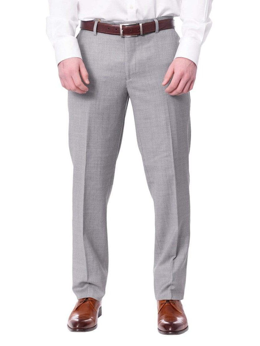 Mens Slim Fit Light Gray Flat Front Wool Dress Pants, 36 Mens Slim Fit Light Gray Flat Front Wool Dress Pants, 36
