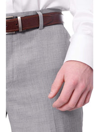 Thumbnail for Label M PANTS Mens Extra Slim Fit Light Heather Gray Flat Front Wool Dress Pants