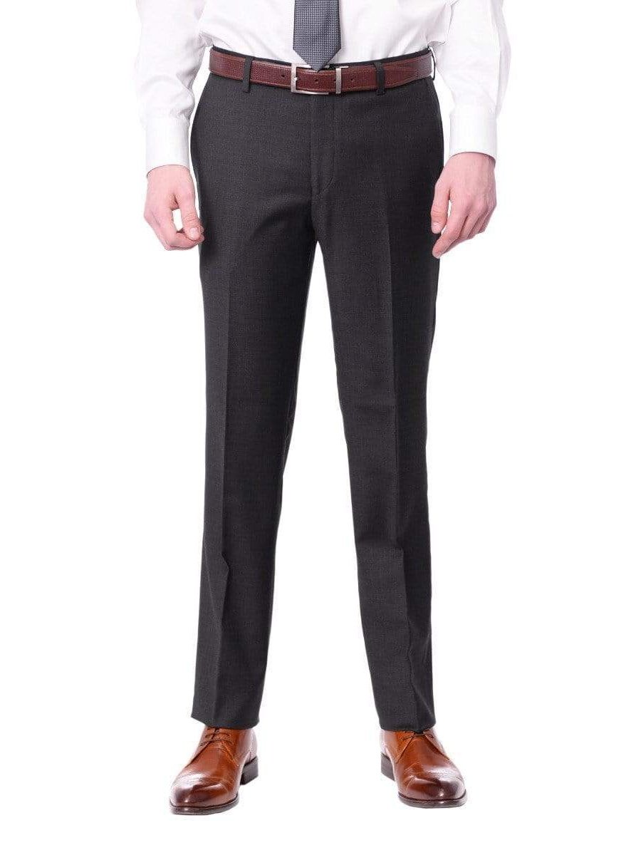 Mens Slim Fit Charcoal Heather Gray Wool Dress Pants Mens Slim Fit Charcoal Heather Gray Wool Dress Pants