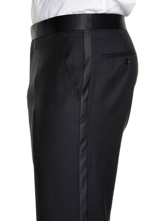Label M TUXEDOS Modern Fit Solid Black One Button Wool Blend Tuxedo Suit With Peak Lapels