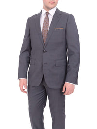 Thumbnail for Label M TWO PIECE SUITS 36R Mens Extra Slim Fit Heather Gray Blue Textured Two Button Wool Blend Suit