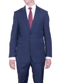 Thumbnail for Label M TWO PIECE SUITS 36S Mens Extra Slim Fit Solid Heather Blue Two Button Wool Suit