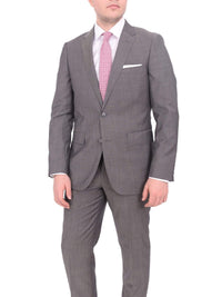 Thumbnail for Label M TWO PIECE SUITS 40S Mens Extra Slim Fit Gray Textured Two Button Wool Blend Suit