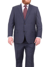 Thumbnail for Label M TWO PIECE SUITS 40S Mens Portly Fit Heather Blue Two Button Wool Blend Suit