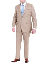 Thumbnail for Label M TWO PIECE SUITS Light Brown / 42S Men's Regular Fit Tan Light Brown Two Button 2 Piece 100% Wool Suit