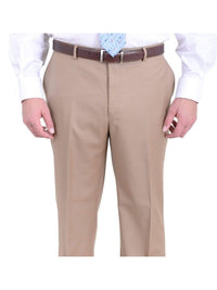 Thumbnail for Label M TWO PIECE SUITS Men's Regular Fit Tan Light Brown Two Button 2 Piece 100% Wool Suit
