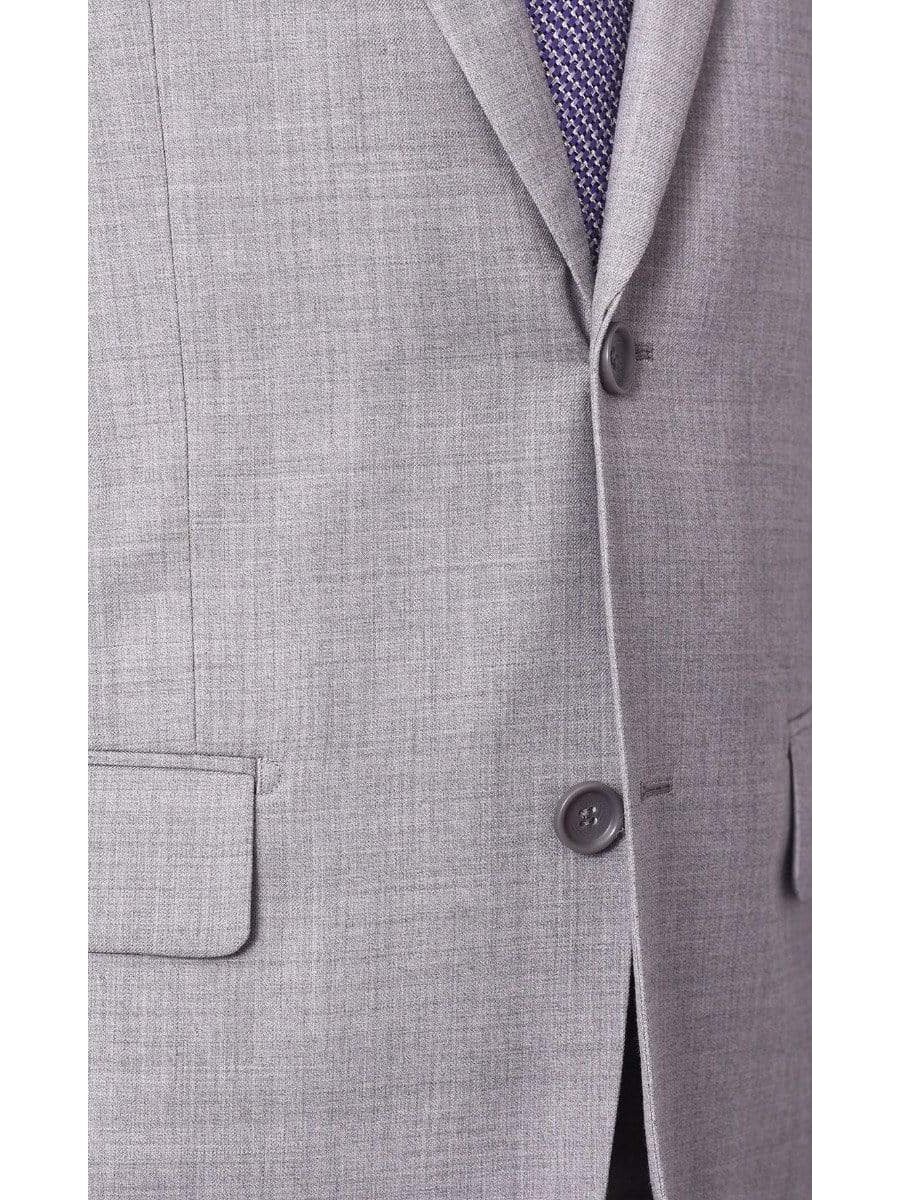 Label M TWO PIECE SUITS Mens Classic Fit Solid Light Gray Two Button Wool Suit