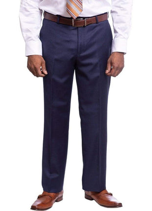 Label M TWO PIECE SUITS Mens Classic Fit Solid Navy Blue Double Breasted Wool Suit Peak Lapels
