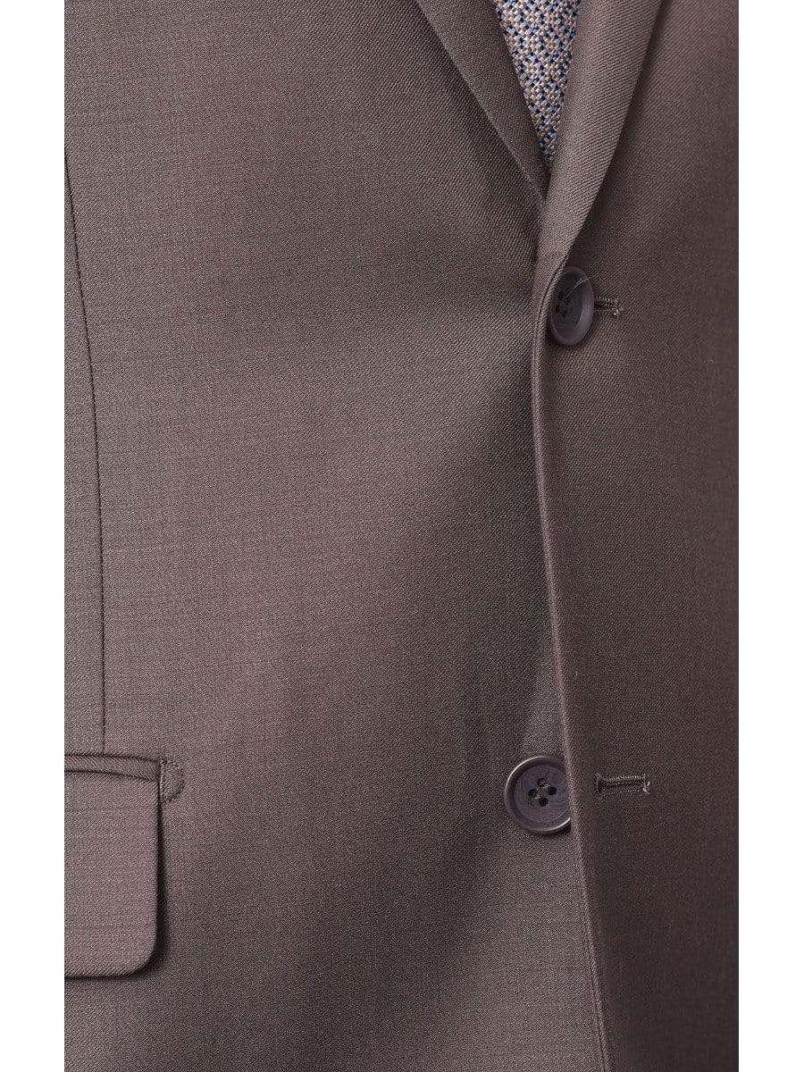 Label M TWO PIECE SUITS Mens Classic Fit Two Button 100% Wool Wrinkle Resistant Suit - Olive Green