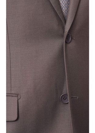 Label M TWO PIECE SUITS Mens Classic Fit Two Button 100% Wool Wrinkle Resistant Suit - Olive Green