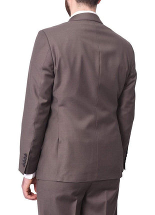Label M TWO PIECE SUITS Mens Classic Fit Two Button 100% Wool Wrinkle Resistant Suit - Olive Green