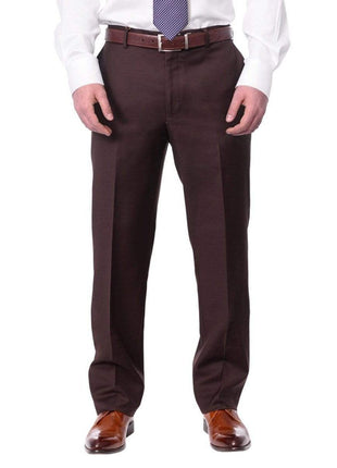 Label M TWO PIECE SUITS Mens Classic Fit Two Button 100% Wool Wrinkle Resistant Suit - Solid Brown