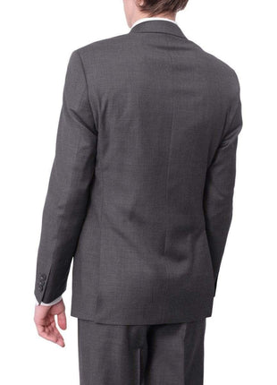 Label M TWO PIECE SUITS Mens Extra Slim Fit Heather Medium Gray Two Button Wool Suit