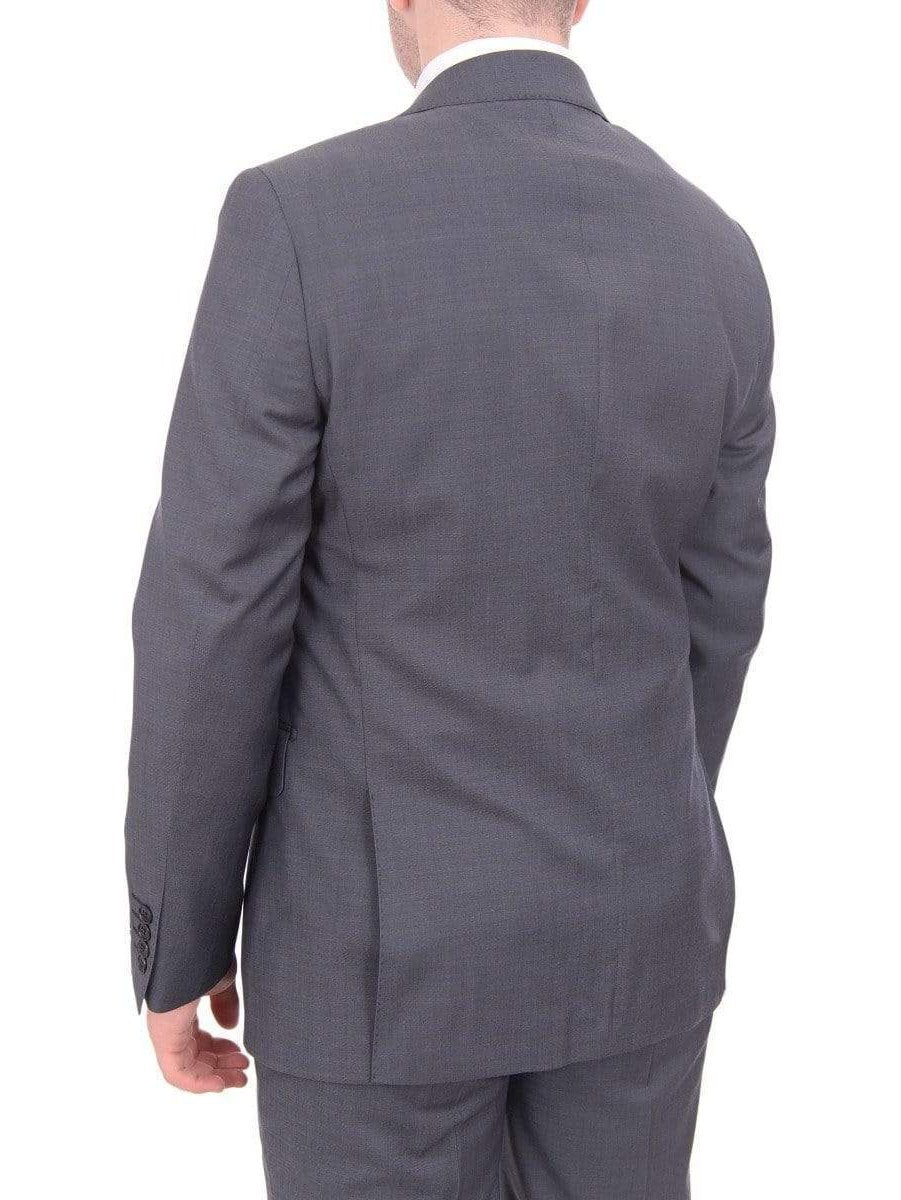 Label M TWO PIECE SUITS Mens Modern Fit Heather Gray Two Button Wool Blend Suit