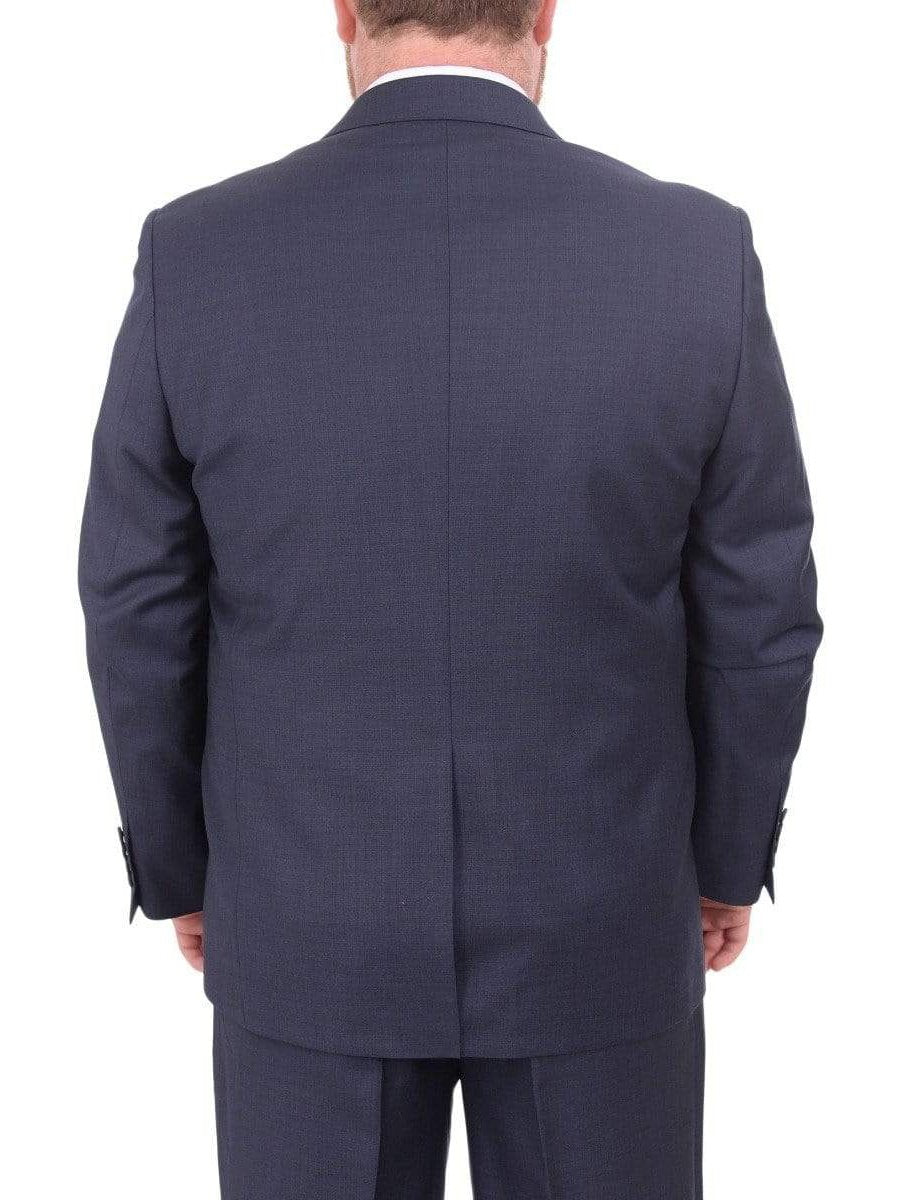 Label M TWO PIECE SUITS Mens Portly Fit Heather Blue Two Button Wool Blend Suit