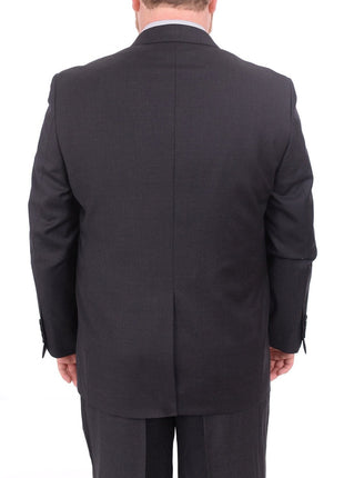 Label M TWO PIECE SUITS Mens Portly Fit Solid Charcoal Gray Two Button Wool Blend Suit