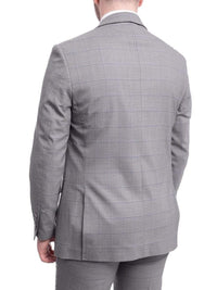 Thumbnail for Label M TWO PIECE SUITS Mens Slim Fit Light Gray With Blue & White Windowpane Two Button Wool Suit