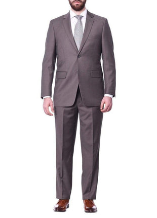 Label M TWO PIECE SUITS Olive Green / 40S Mens Classic Fit Two Button 100% Wool Wrinkle Resistant Suit - Olive Green