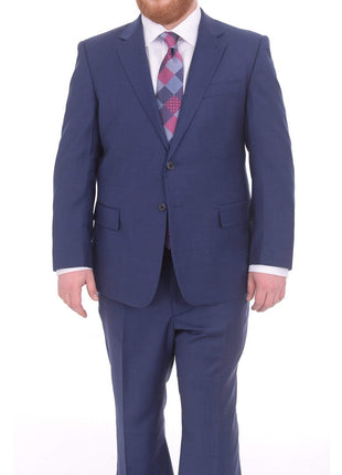 Lazetti Couture Sale Suits 36S Lazetti Couture Portly Fit Blue Textured Two Button Wool Suit