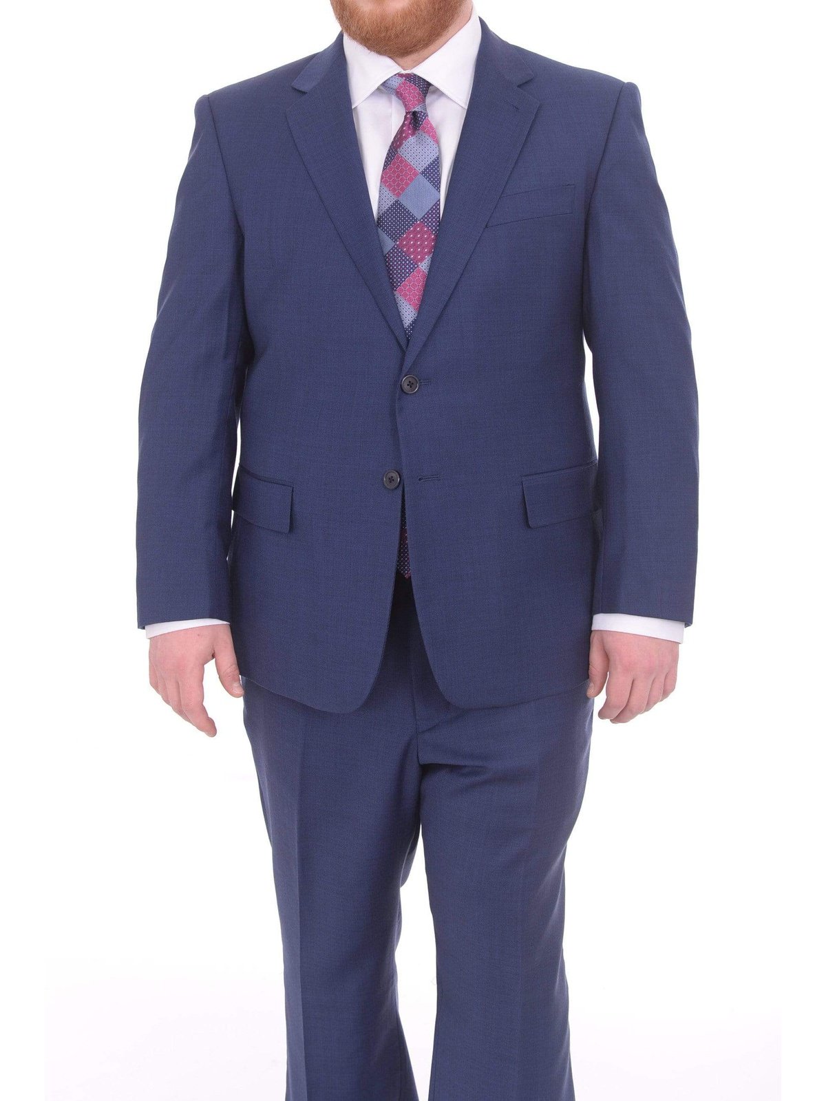 Lazetti Couture Sale Suits 36S Lazetti Couture Portly Fit Blue Textured Two Button Wool Suit