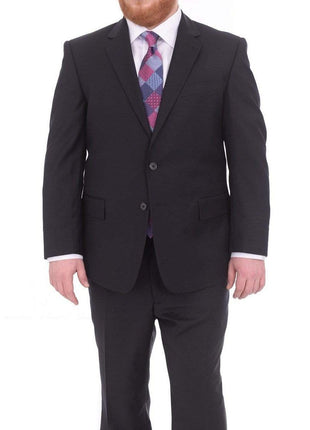 Lazetti Couture Sale Suits 40S Lazetti Couture Men's Portly Fit Solid Navy Blue Two Button Wool 2 Piece Suit