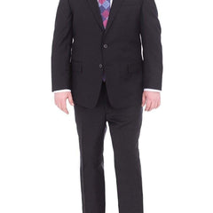 Lazetti Couture Sale Suits Lazetti Couture Men's Portly Fit Solid Navy Blue Two Button Wool 2 Piece Suit