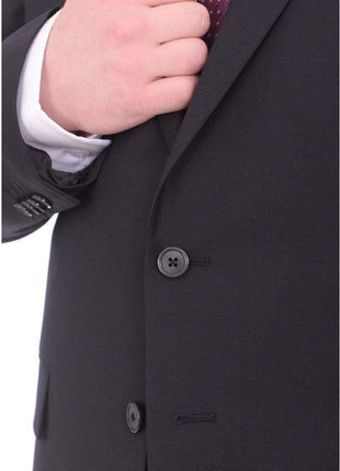 Lazetti Couture Sale Suits Lazetti Couture Men's Portly Fit Solid Navy Blue Two Button Wool 2 Piece Suit