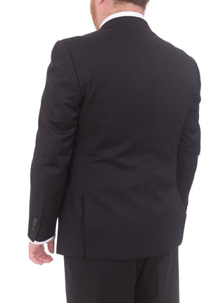 Lazetti Couture Sale Suits Lazetti Couture Portly Fit Black Tonal Striped Two Button Wool Suit