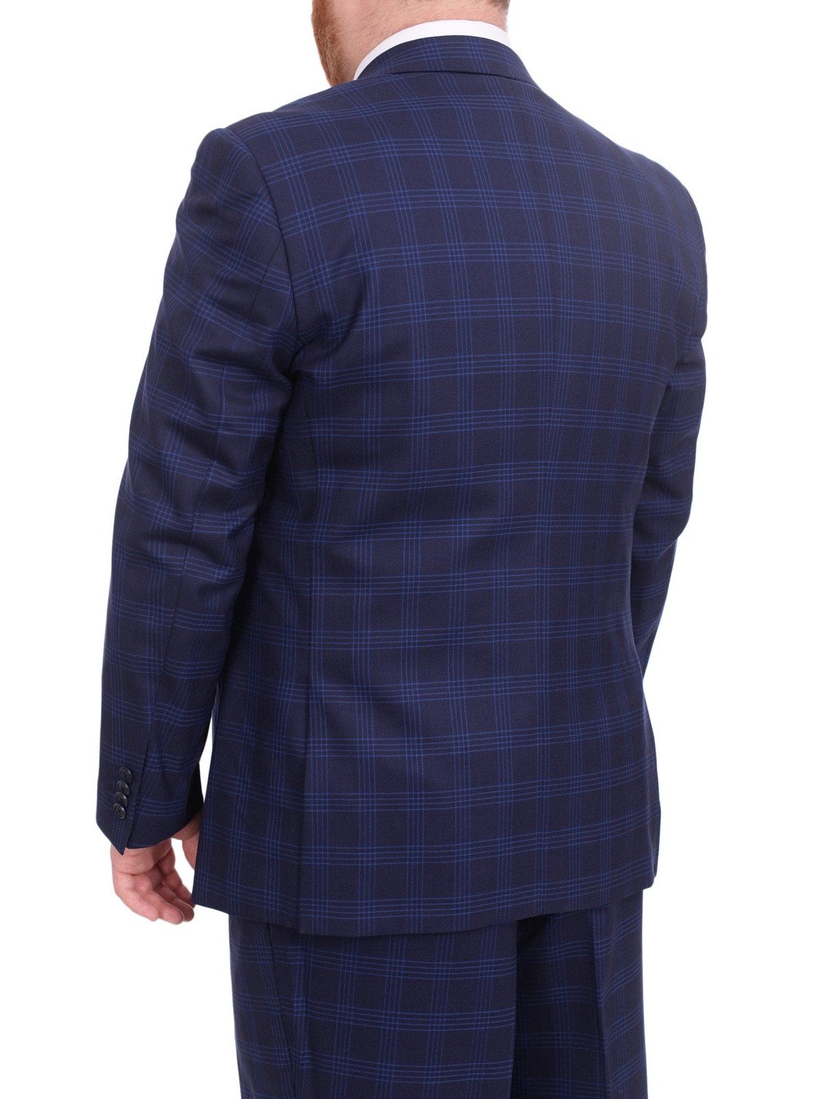 Lazetti Couture Sale Suits Lazetti Couture Portly Fit Blue Plaid Two Button Wool Suit