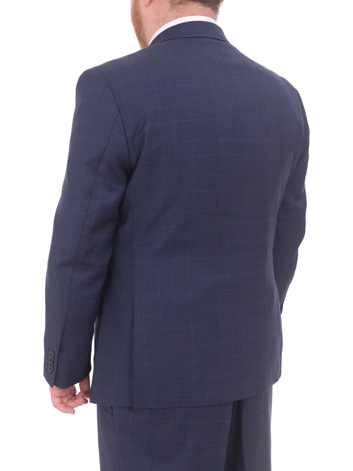 Lazetti Couture Sale Suits Lazetti Couture Portly Fit Blue Plaid With Overcheck Two Button Wool Suit