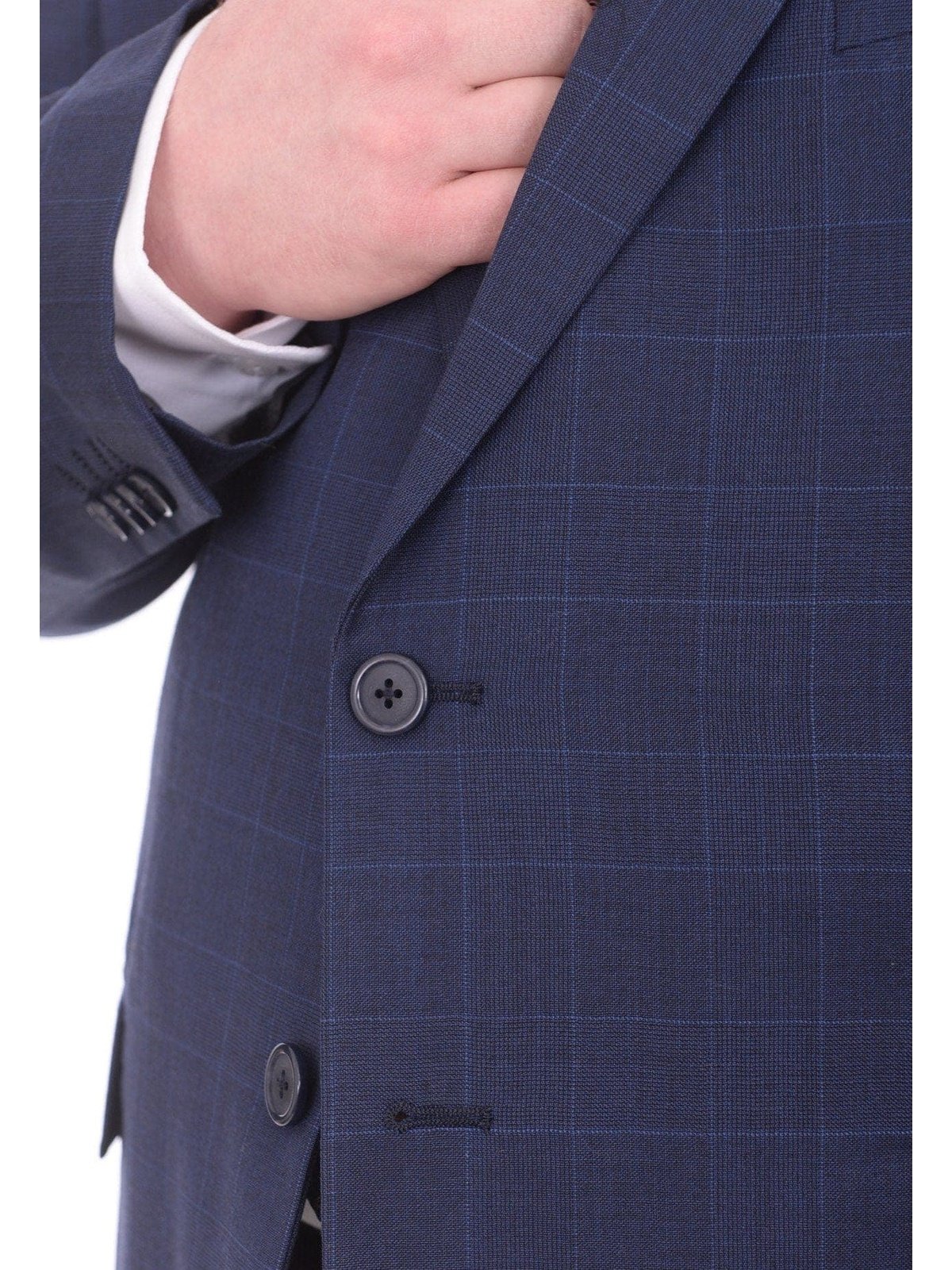 Lazetti Couture Sale Suits Lazetti Couture Portly Fit Blue Plaid With Overcheck Two Button Wool Suit