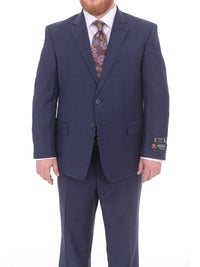 Thumbnail for Lazetti Couture Sale Suits Lazetti Couture Portly Fit Blue Plaid With Overcheck Two Button Wool Suit