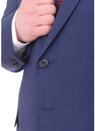 Lazetti Couture Sale Suits Lazetti Couture Portly Fit Blue Textured Two Button Wool Suit