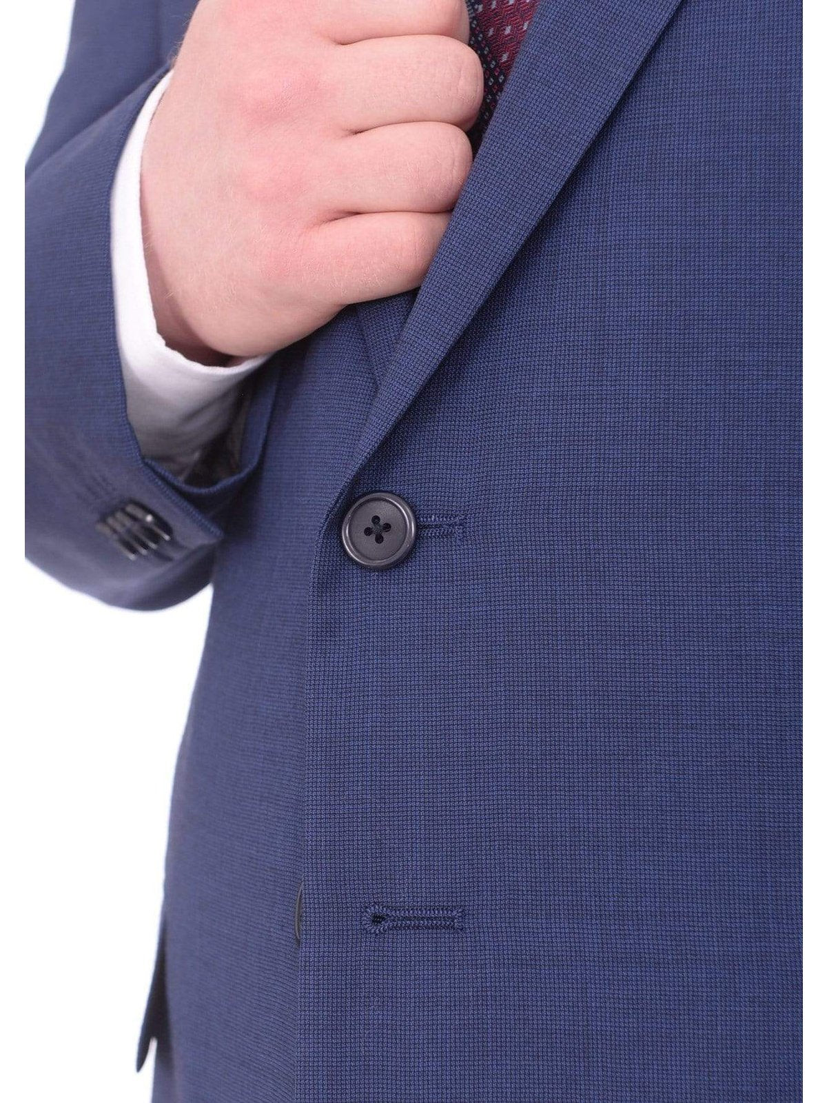 Lazetti Couture Sale Suits Lazetti Couture Portly Fit Blue Textured Two Button Wool Suit