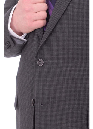 Lazetti Couture Sale Suits Lazetti Couture Portly Fit Charcoal Gray Check Two Button Wool Suit