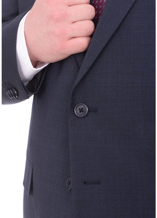 Lazetti Couture Sale Suits Lazetti Couture Portly Fit Navy Blue Textured Two Button Wool Suit