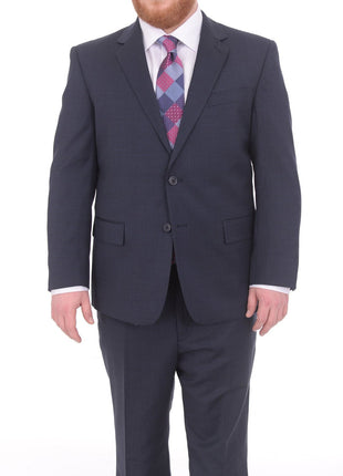 Lazetti Couture Sale Suits Lazetti Couture Portly Fit Navy Blue Textured Two Button Wool Suit