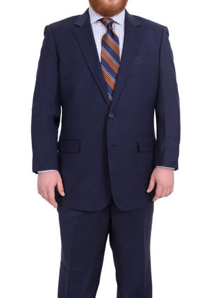 Lazetti Couture Sale Suits Lazetti Couture Portly Fit Navy Blue Textured Two Button Wool Suit